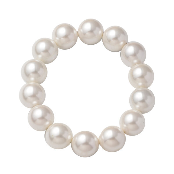 Flexibles, wei&szlig;es Muschelkernperlen-Armband, ca. 19 cm