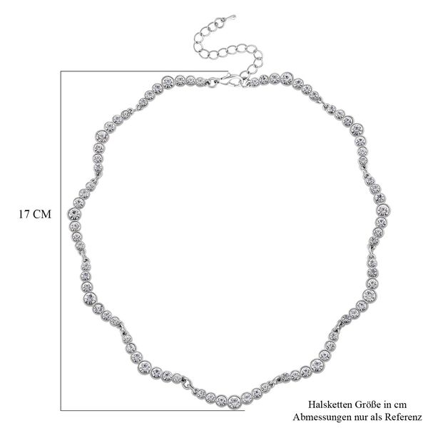 Wei&szlig;e Kristall 50+5cm Halskette in Silberton image number 5