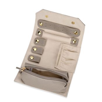 Mini-Schmuckrollen-Organizer, 24x14cm offen, 14x6,5cm geschlossen, Beige