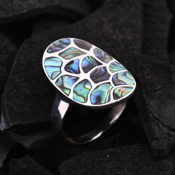 Royal Bali - Abalone Muschel Ringe 925 Silber (Gr&ouml;&szlig;e 16.00) ca. 1.04 ct image number 1