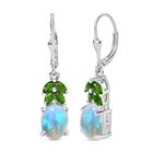 AA Natürlicher, äthiopische Welo Opal, Natürliche Chromdiopsid Ohrringe 925 Silber rhodiniert ca. 3.21 ct