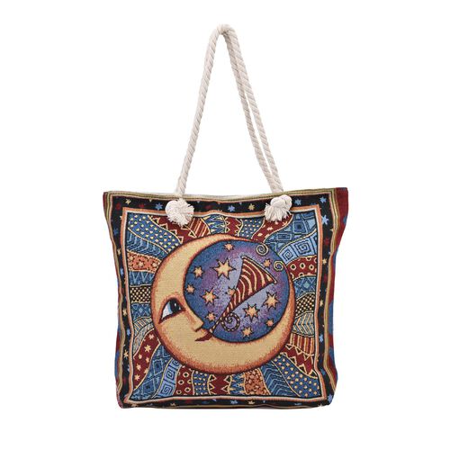Jacquard gewebte Jute-Tasche mit Mond Design, 42x34 cm, Mond image number 0