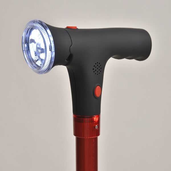 Klappbarer Smart-Walking-Stick mit drehbarem LED-Frontlicht in rot image number 1