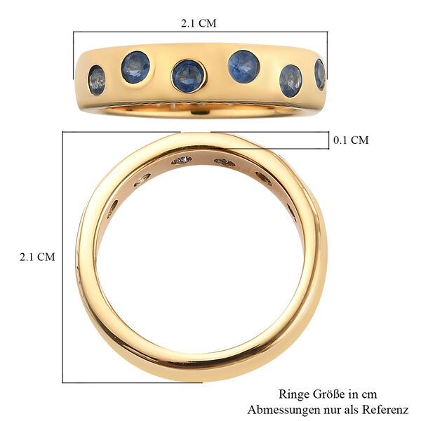 Blauer Saphir Band Ring 925 Silber 585 Vergoldet image number 7