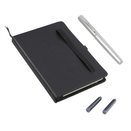 Klassisches Hardcover-Tagebuch & F&uuml;llfederhalter-Geschenkset, 15x1.5x11cm