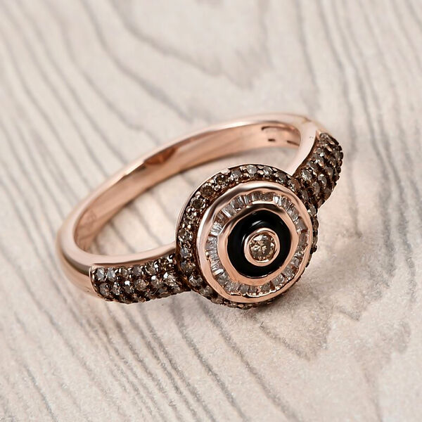 Nat&uuml;rlicher Champagner Diamant Ring 925 Silber Ros&eacute;gold Vermeil image number 2