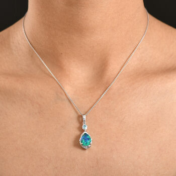 D'Joy Pfau Triplett Quarz und blauer Apatit Anh&auml;nger und Ohrringe