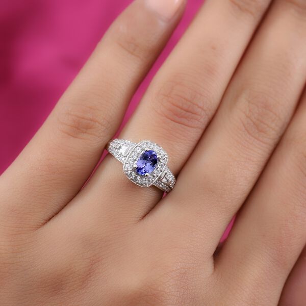 Tansanit Ring 925 Silber Platin-Überzug image number 3