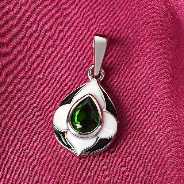 Nat&uuml;rlicher Chromdiopsid Anh&auml;nger 925 Silber platiniert 0.6 (Gr&ouml;&szlig;e 20.00) ca. 0,61 ct image number 2