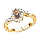 AAA Turkizit und weißer Zirkon Ring, 925 Silber Gelbgold Vermeil  ca. 0,82 ct image number 3