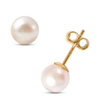 Japanische Akoya Perlen-Ohrringe, 925 Silber vergoldet