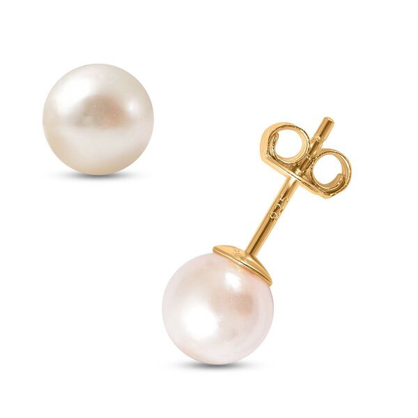 Japanische Akoya Perlen-Ohrringe, 925 Silber vergoldet image number 0