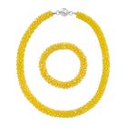 2er Set - Gelber Kristall Halskette und Armband, flexibel
