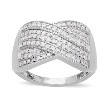 Wei&szlig;er Diamant Ring, 925 Silber platiniert, (Gr&ouml;&szlig;e 17.00), ca. 0.50 ct