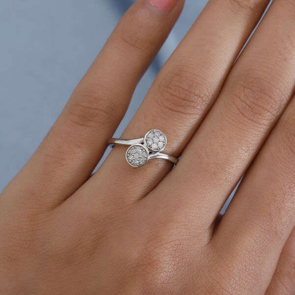 Diamant Bypass Ring 925 Silber Platin-Überzug image number 3