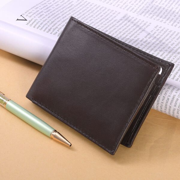 Klassische Bifold Herren-Geldbörse, 100% echtes Leder, RFID geschützt, braun image number 2