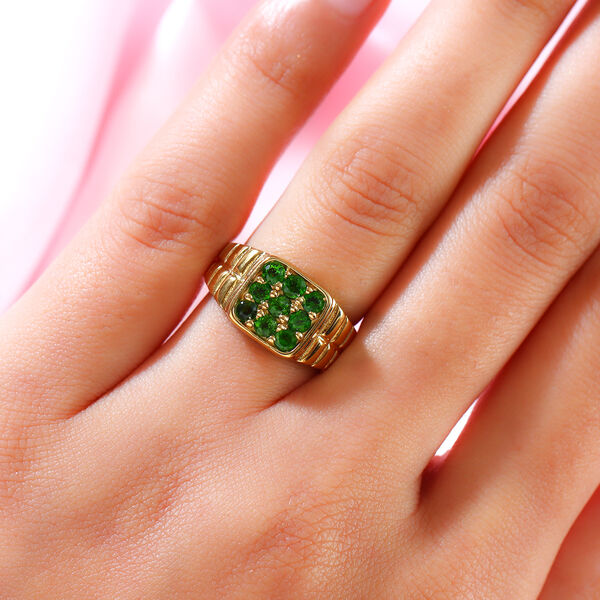 Nat&uuml;rlicher Chromdiopsid Ring 925 Silber vergoldet  ca. 0,86 ct image number 3