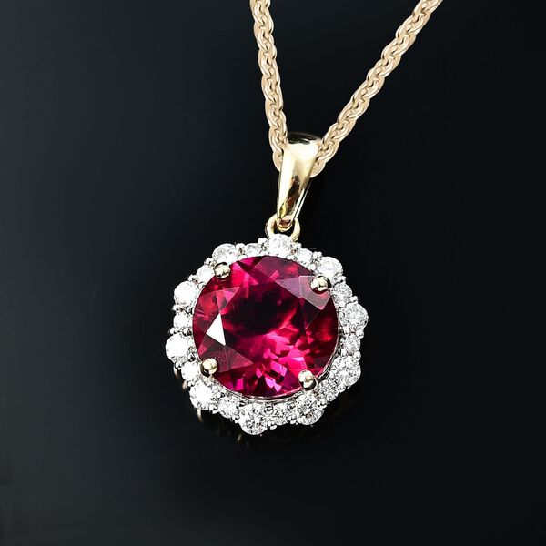 AAA Lab Grown Bixbite, Lab Grown Diamant Schmuckset 417 Gold, 417 Gold Gelbes Gold ca. 3,50 ct. image number 1