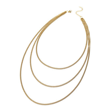 3-lagige Halskette, ca. 40.5 cm, 316L Edelstahl IP-Gold