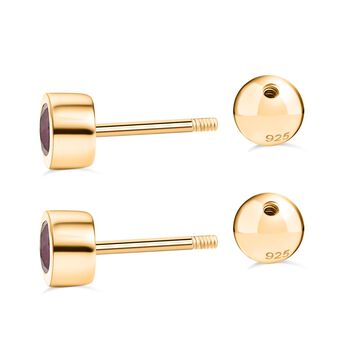 Afrikanische Rubin Ohrringe, 925 Silber 750 Gelbgold Vermeil - 0,76 ct.