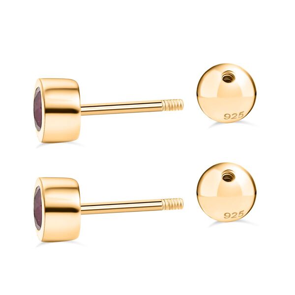 Afrikanische Rubin Ohrringe, 925 Silber 750 Gelbgold Vermeil - 0,76 ct. image number 4
