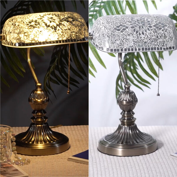 Mosaik Tischlampe, weiß image number 3