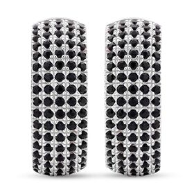 Schwarze Spinell Ohrringe, 925 Silber rhodiniert ca. 0,84 ct