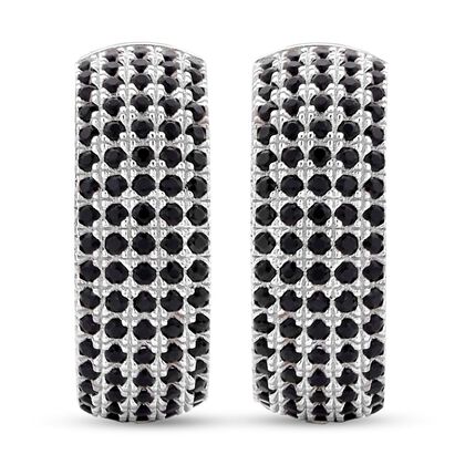 Schwarze Spinell Ohrringe, 925 Silber rhodiniert ca. 0,84 ct