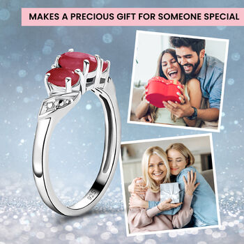 Afrikanischer Rubin (Fissure gef&uuml;llt) Ring 925 Silber Platiniert (Gr&ouml;&szlig;e 20.50) ca. 1,35 ct