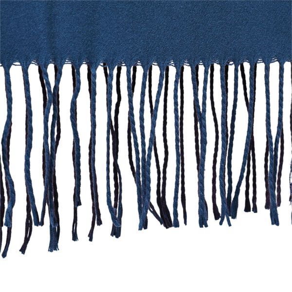 Eleganter doppelseitiger Schal mit Fransen, 68x180cm, Marineblau image number 5