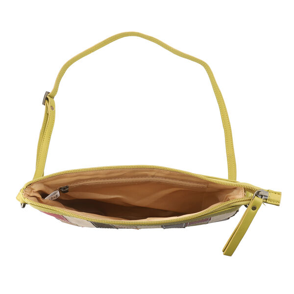 100% echte Leder Patchwork Umh&auml;ngetasche, Gelb image number 5