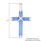 Blauer Jade Kreuz-Anhänger, gefärbt, 925 Silber rhodiniert ca. 5.00 ct image number 4
