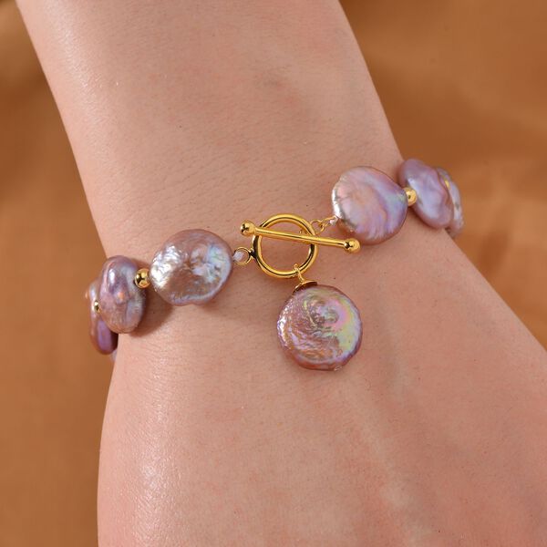 11-12mm lila Süßwasserperlen-Armband, 19cm - 64 ct. image number 2