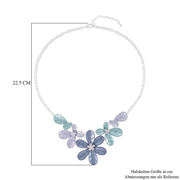 Wei&szlig;e Kristall- und blau emaillierte Halskette 50 cm image number 5