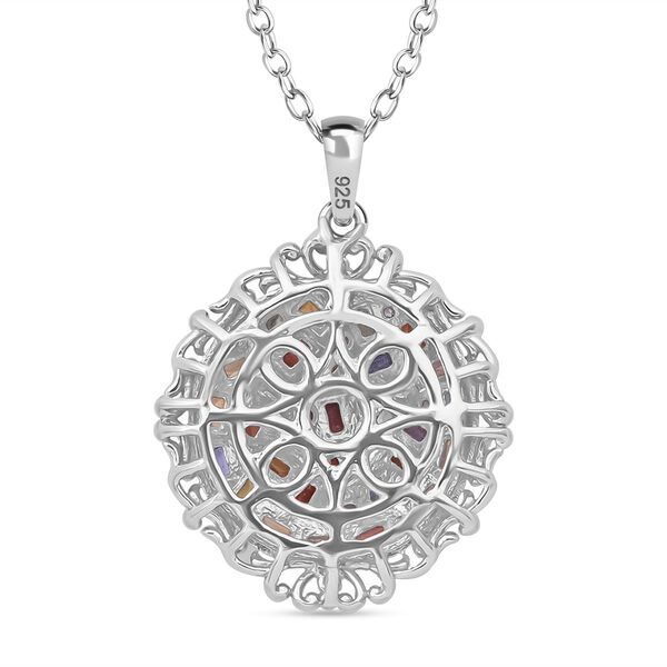 Mehrfarbiger Saphir und Zirkon Anh&auml;nger mit 50cm Kette - 3,63 ct. image number 4