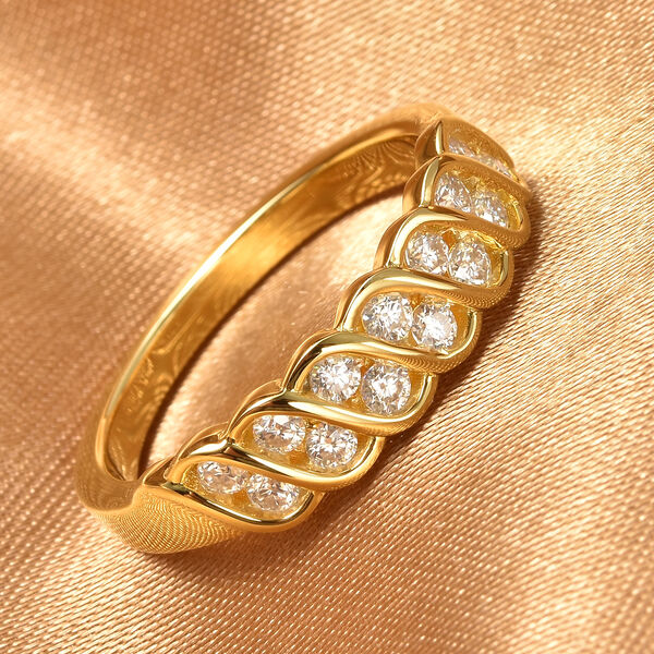 Moissanit Ring 925 Silber Vermeil YG ca. 0.3 image number 2