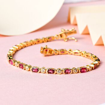 AA Rubellit und wei&szlig;es Zirkon-Armband, 20 cm - 6,31 ct.