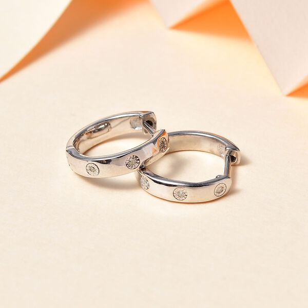 Weißer Diamant P Ohrringe 925 Silber rhodiniert ca. image number 2