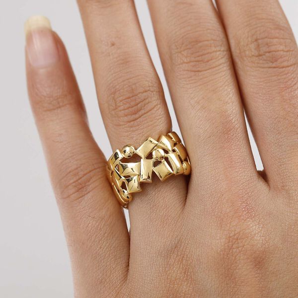 GP Art Roya Deco - Kollektion - Kanchanaburi Blauer Saphir Ring 925 Silber 750 Gelbgold Vermeil (Größe 18.00) image number 2