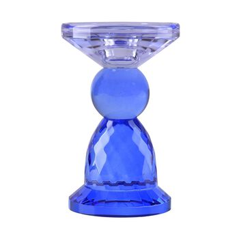 Kerzenhalter aus Glas, Hell- und Dunkelblau