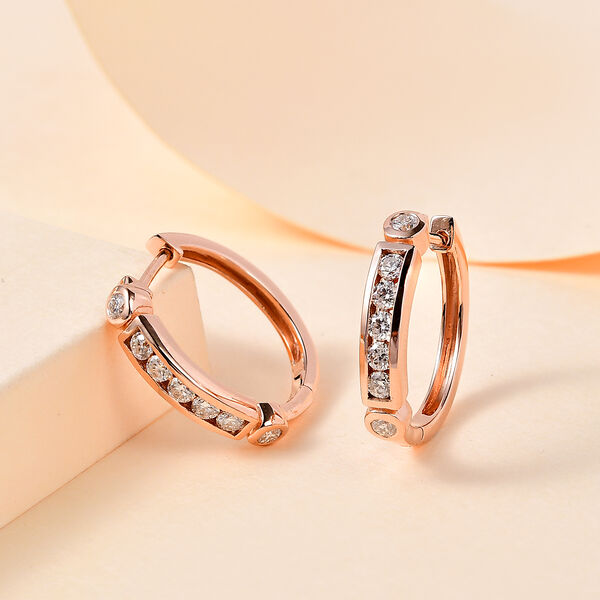 Moissanit Creolen, 925 Silber Ros&eacute;gold Vermeil - 0,84 ct. image number 2