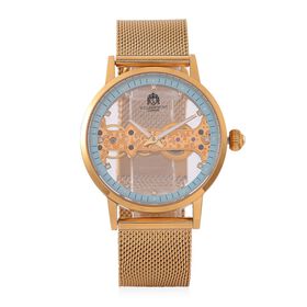 WILLIAM HUNT Wasserdichte Uhr mit Automatikwerk und Netzarmband in Goldton, 24cm
