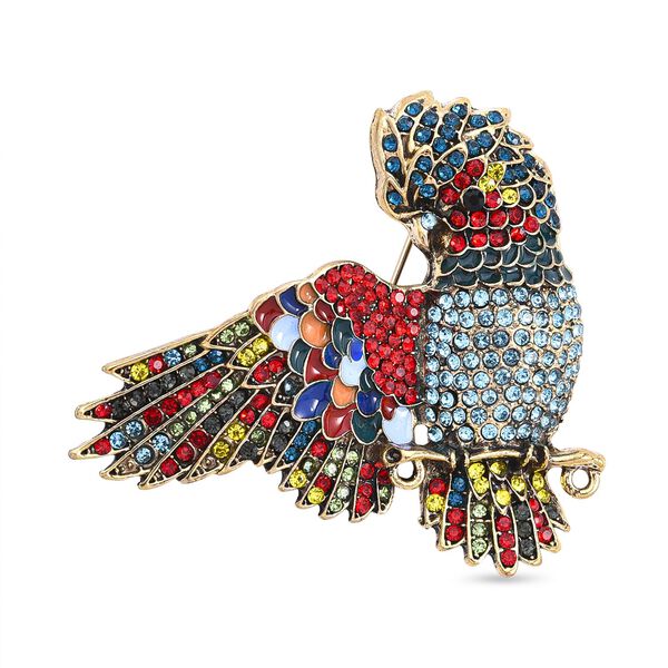 Mehrfarbiger Kristall Papagei Brosche emailliert