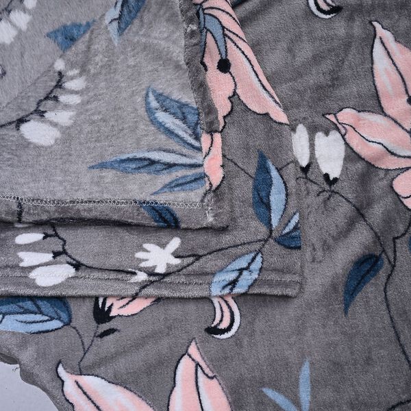 Ultraweiche bedruckte 155gsm Flanell Kuscheldecke, 200x150cm, Grau-Rosa image number 7