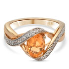 Mexikanischer Kirschfeuer-Opal und Zirkon Ring 925 Silber vergoldet (Größe 16.00) ca. 1,17 ct