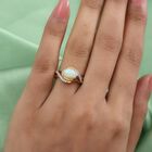 Natürlicher Äthiopischer Opal und Zirkon Ring 925 Silber vergoldet (Größe 16.00) ca. 1,32 ct