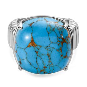 Blaues Türkis Ring, Edelstahl (Größe 18.00) ca. 13.98 ct