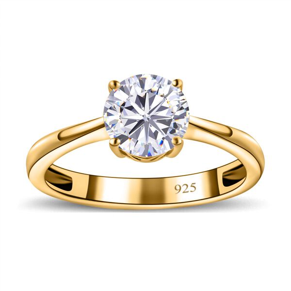 Moissanit Ring, 925 Silber Gelbgold Vermeil, (Größe 17.00) ca. 1.13 ct image number 4