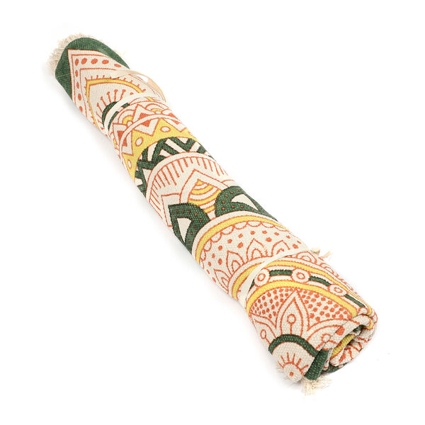 Handgewebter Teppich aus 100% Baumwolle, 150 cm Durchmesser, Mandala Grün image number 7