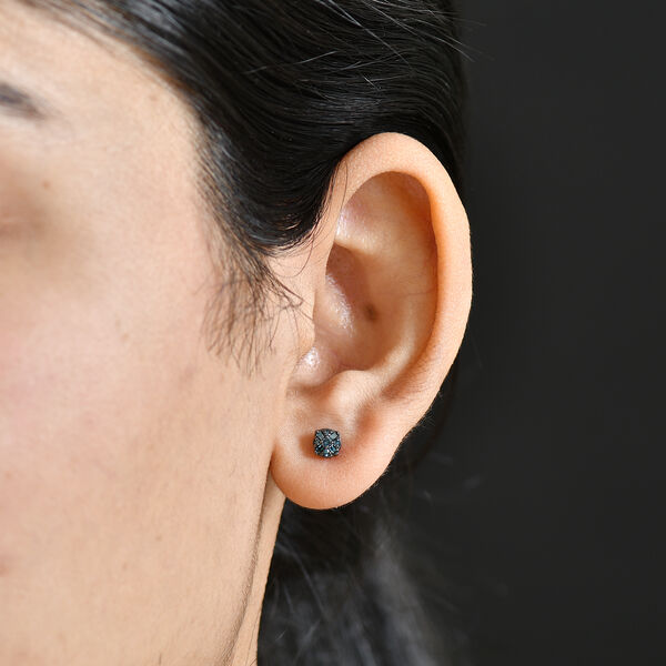 D'Joy Blauer Diamant Ohrringe 925 Silber rhodiniert ca. 0.15 ct image number 3